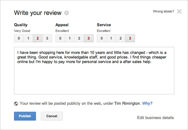 Google+ reviews are excellent forms of content generation and therefore great for page SEO.