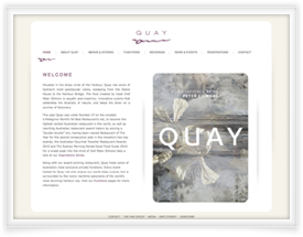Quay Restaurant and Bar website design by SiteSuite