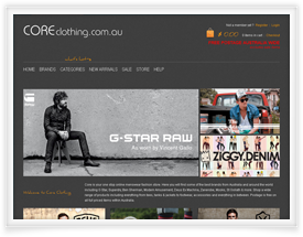 Core Clothing website design and shopping cart software by SiteSuite