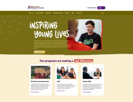 Chain Reaction Foundation Ltd. - A modern UX design for a charity supporting disadvantaged young Australians.