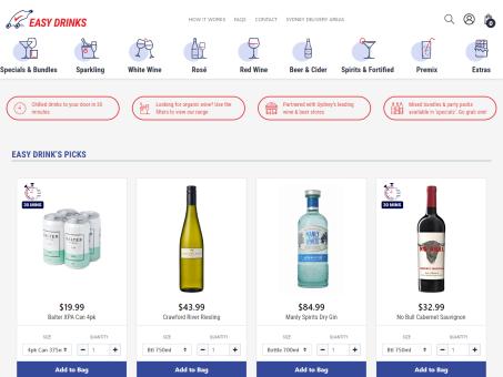 Easy Drinks - This drinks delivery company is currently expanding throughout NSW, and we developed 2 mobile apps as well as an ecommerce website with a custom web design.