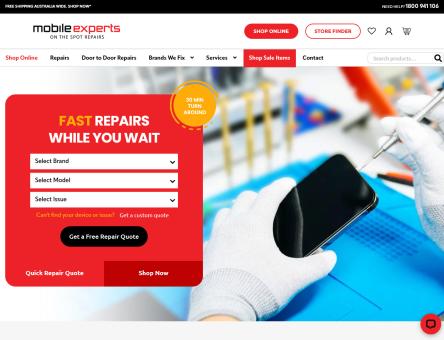 Mobile Experts - Custom WordPress build for repair quotes online and bookings as well as ecommerce functionality.
