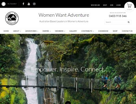 Women Want Adventure - WWA is a successful start up company, with a custom website design and development that incorporates a custom booking engine.