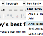 Web page text style editor Web page text style editor